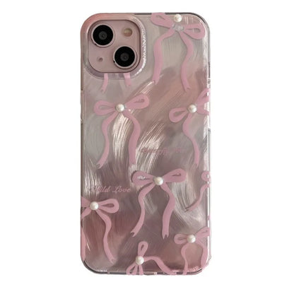 Pearly Pink Ribbon iPhone Case