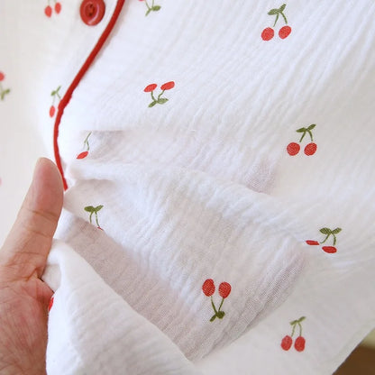 Women's Pink & Red Cherry Cotton Pjs