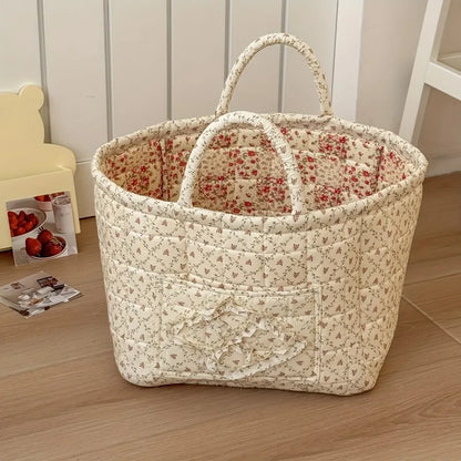 Quilted Floral Storage Baskets