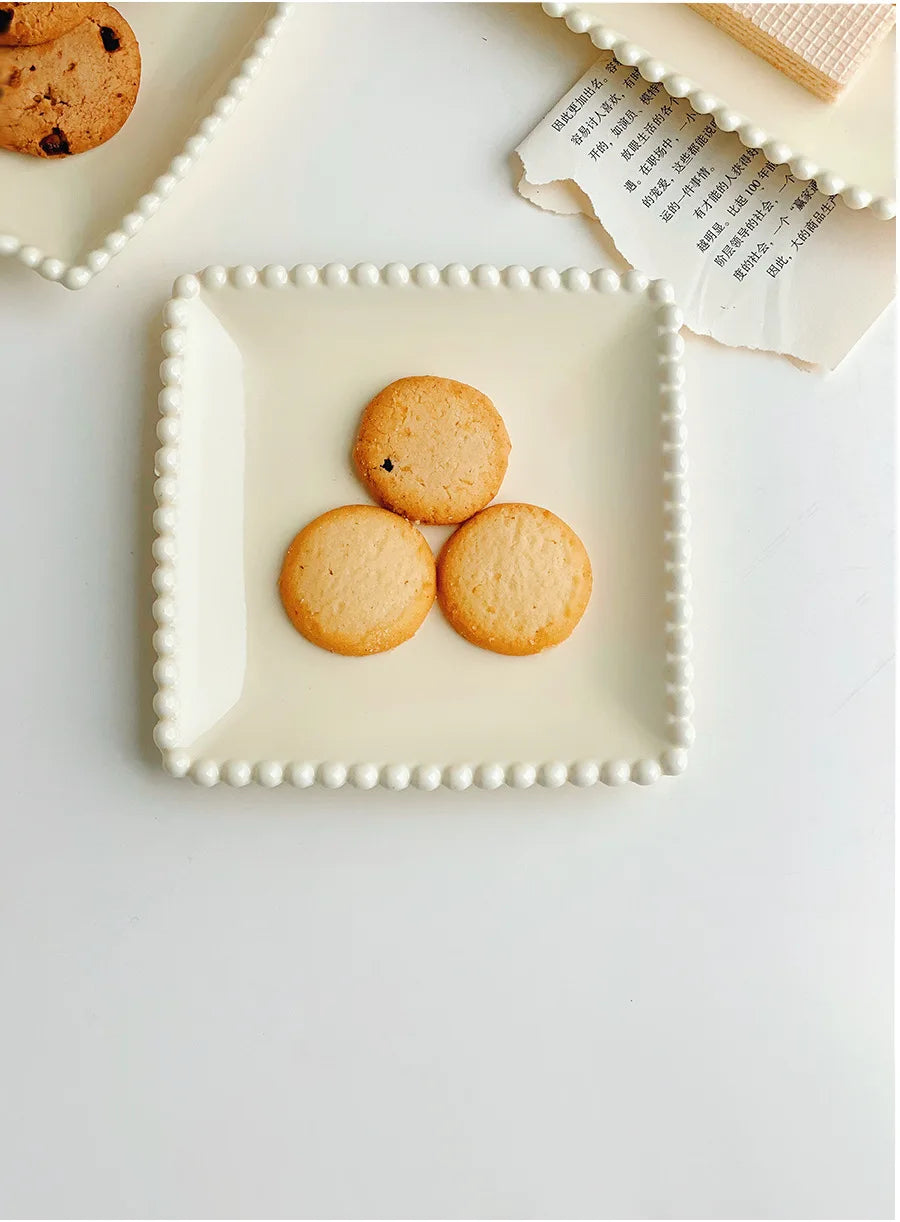 Cream Heart Shape Ceramic Plates
