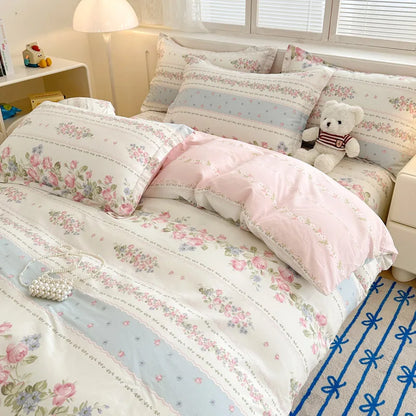 Pink & Blue Rococo Duvet Set