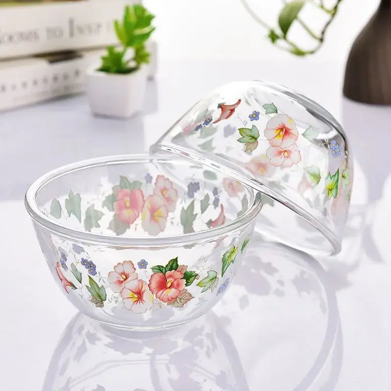 glass bowl with flower print 
