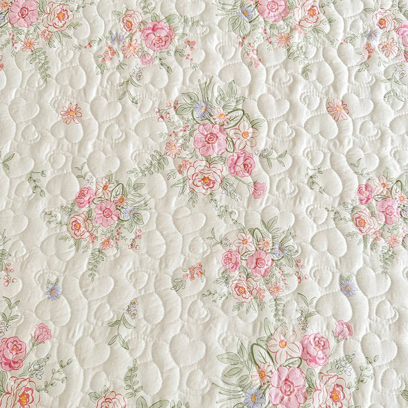 Quilted Frilly Floral Bedspread