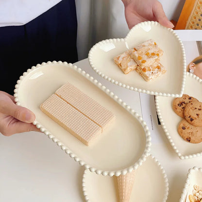 Cream Heart Shape Ceramic Plates