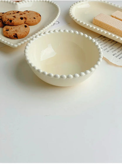 Cream Heart Shape Ceramic Plates