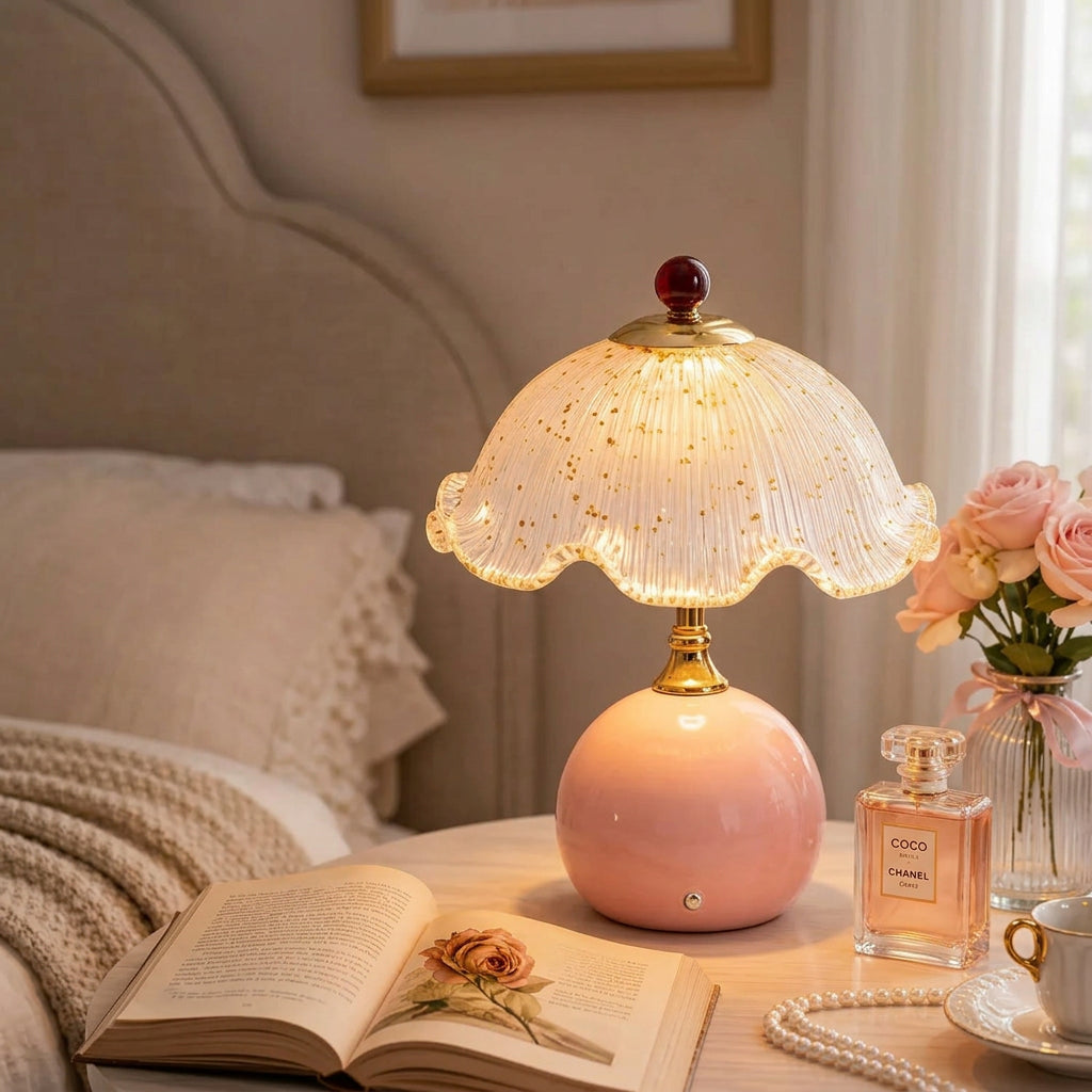 Pink Speckled Lamp Nightstand Creative Femininity