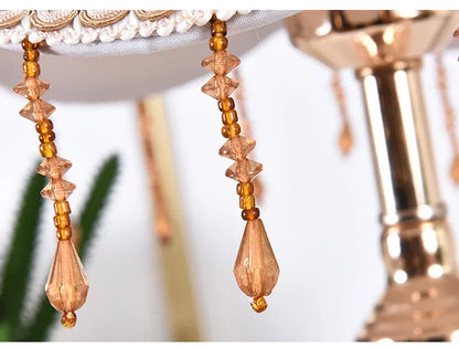 Vintage Floral Glass Tassel Lamp