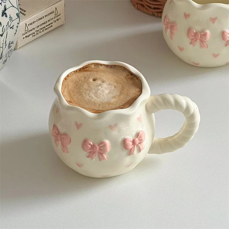 Pink Bow & Heart Ceramic Mug