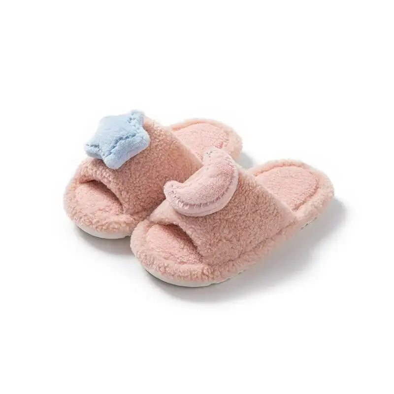 Pink & Blue Starry Night Plush Slippers