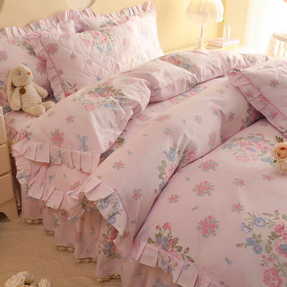 Shabby Chic Floral Duvet Cover With Ruffle Edge - All Colours