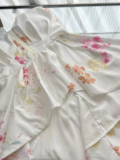 Floral Silk Asymmetrical Cami Top