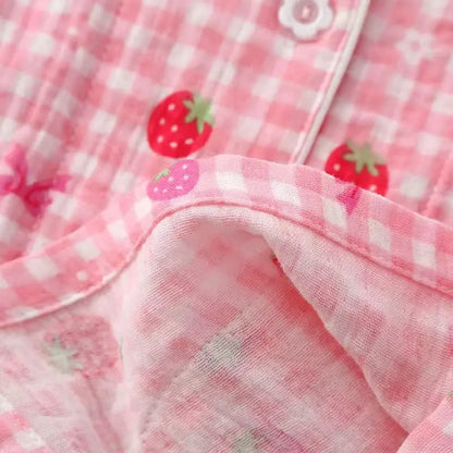 Pink Strawberry Gingham Pyjama Set