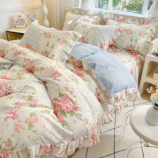 Vintage Rose Ruffle Duvet Set