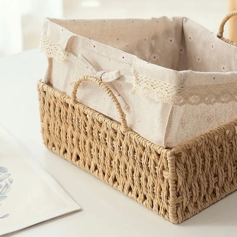 Round Rattan Lace Storage Basket