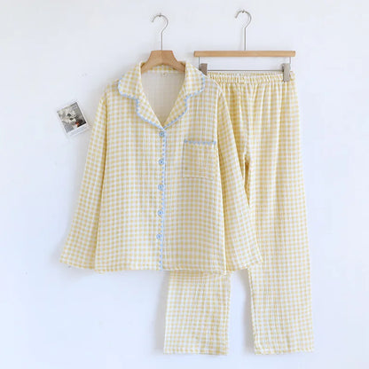 Cotton Gingham Trim Pyjama Set