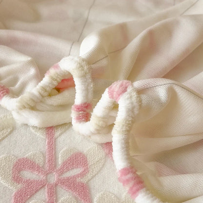 Pink Bow Fleece Bed Sheet & Pillowcase