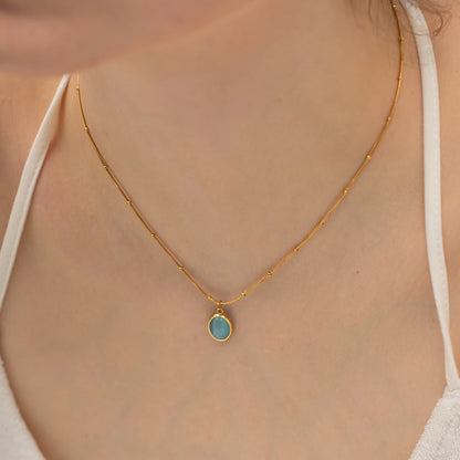 Turquoise Cat Eye Stone Pendant Necklace