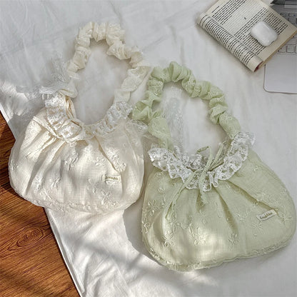 Broderie Lace Ruffle Shoulder Bag