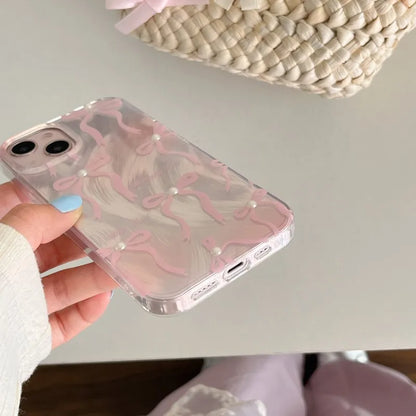 Pearly Pink Ribbon iPhone Case