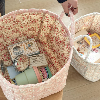 Quilted Floral Storage Baskets