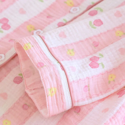 Pink & White Striped Coquette Pjs