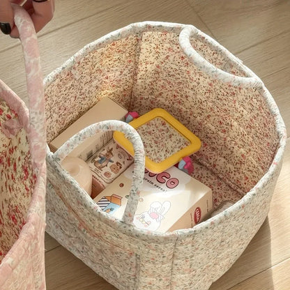 Quilted Floral Storage Baskets
