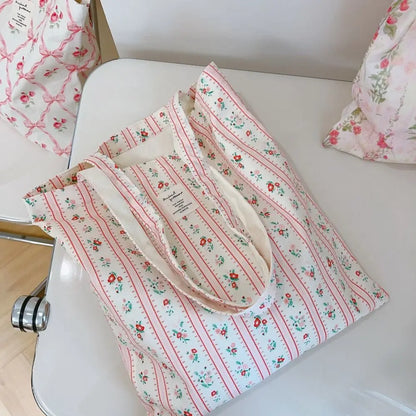 Pink Floral Vintage Tote Bags