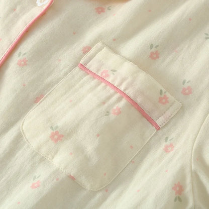 Cream & Pink Floral Cotton Pjs