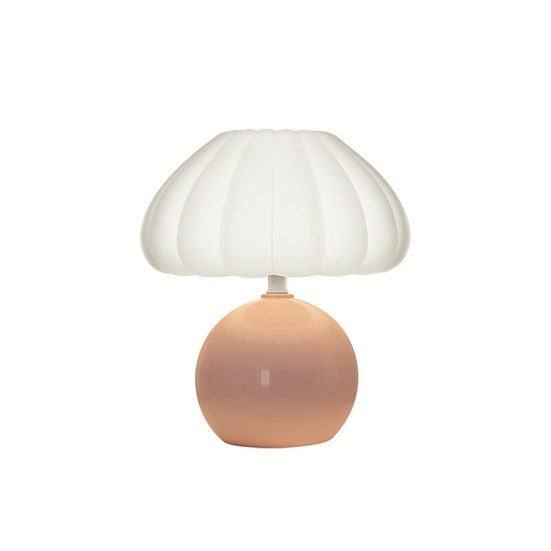 Cream & Pink Pumpkin Lamp