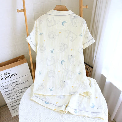 Blue & Pink Floral Pyjama Short Set