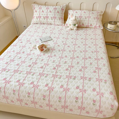 Pink Bow Fleece Bed Sheet & Pillowcase