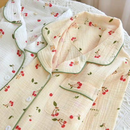 Red Cherry Print Cotton Pyjamas