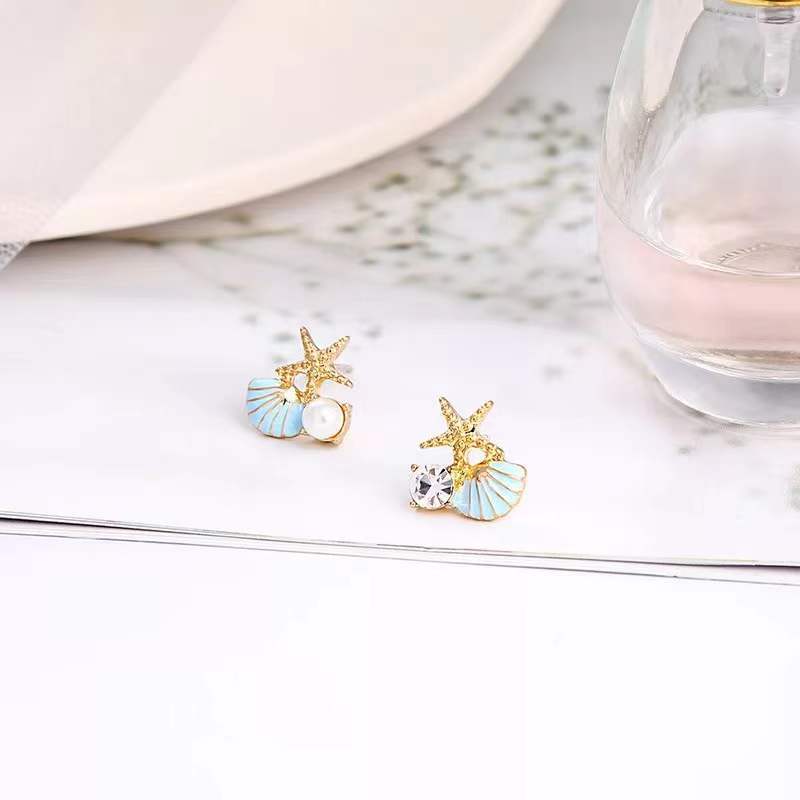 Starfish Shell Pearl Earrings