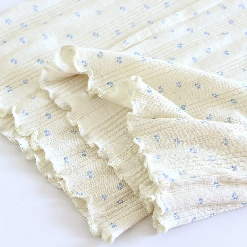 Women Pajamas with padded cups Spring summer Sleepwear Female 2 Piece Set Nightwear floral print Lady Pyjamas Loungewear Creative Femininity