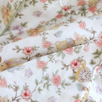 Cotton Floral & Bunny Print Pyjamas Set