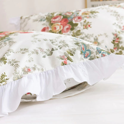 Floral Ruffle Pillow Cover - Multiple Colours