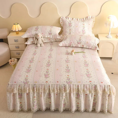 Pink floral bedskirt