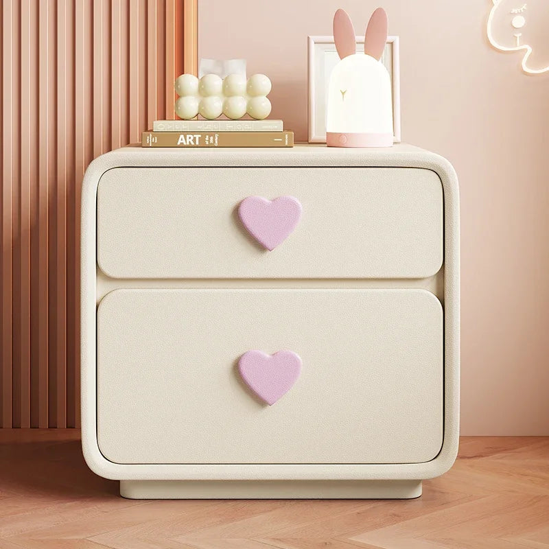Pink Heart Bedside Table Creative Femininity
