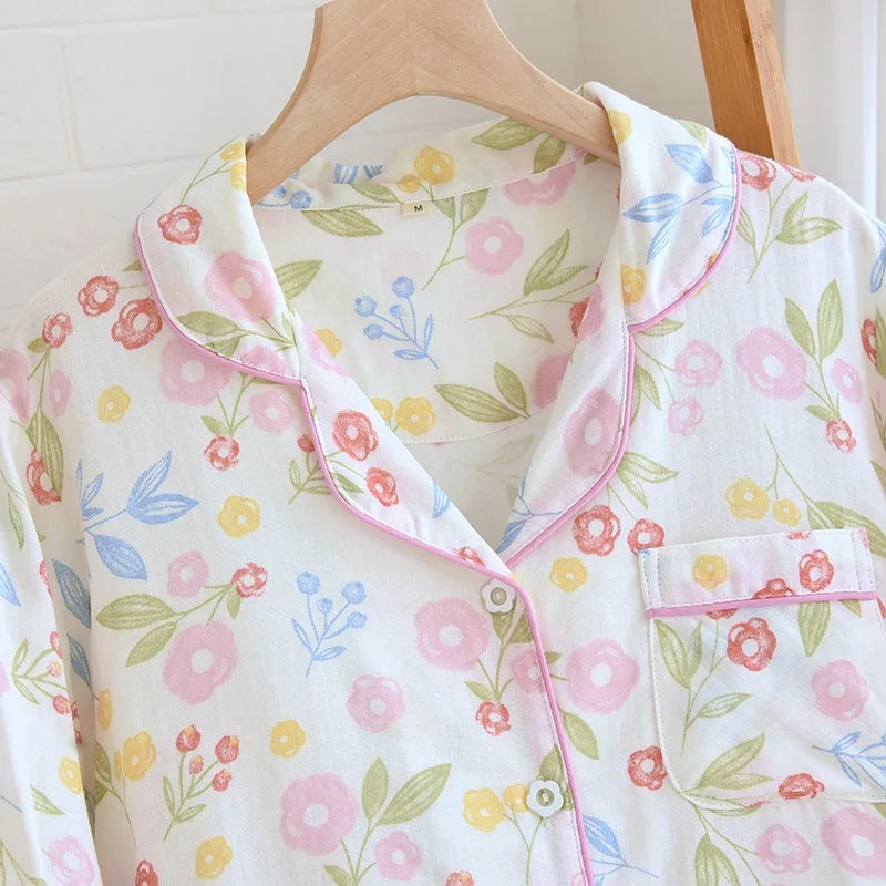 flower button pyjamas 