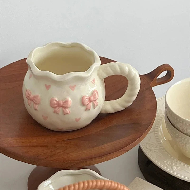 Pink Bow & Heart Ceramic Mug