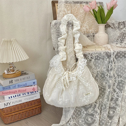 Broderie Lace Ruffle Shoulder Bag