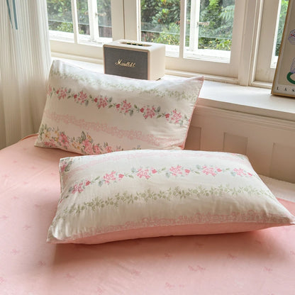 Premium 100% Cotton Duvet Cover Set - 1 Duvet Cover + 2 Pillowcases Wrinkle Resistant,Cozy Breathable Bedding Set Single/Double Creative Femininity