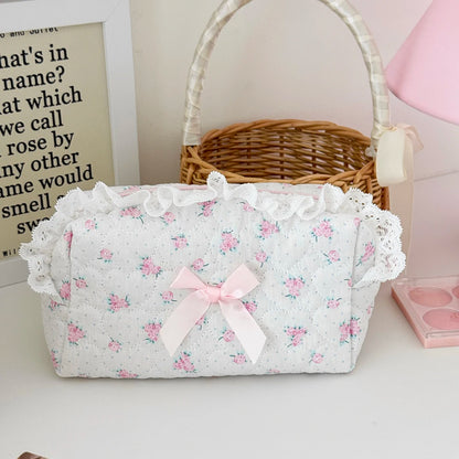 Pink Floral Lace Small Makeup Bag