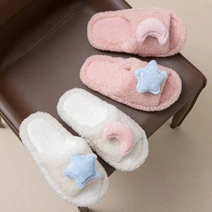 Pink & Blue Starry Night Plush Slippers