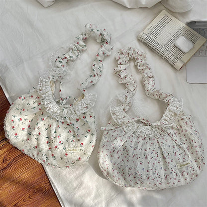 Broderie Lace Ruffle Shoulder Bag