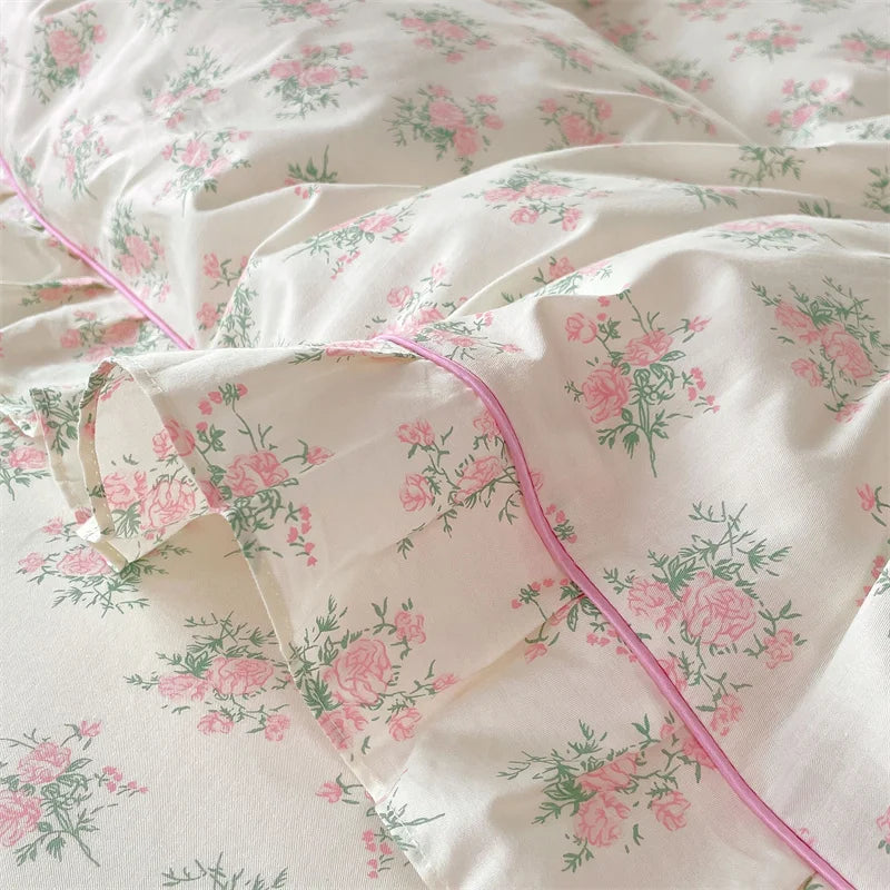 Pink Floral Coquette Duvet Set