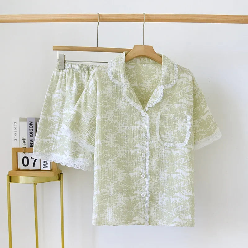 green print pjs for women 