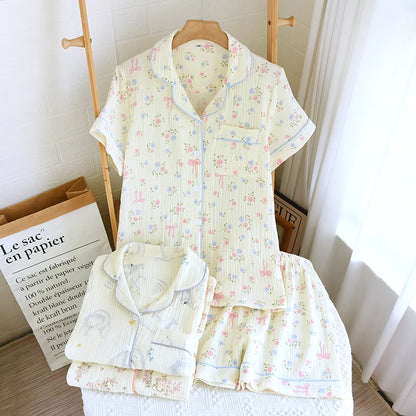 Blue & Pink Floral Pyjama Short Set