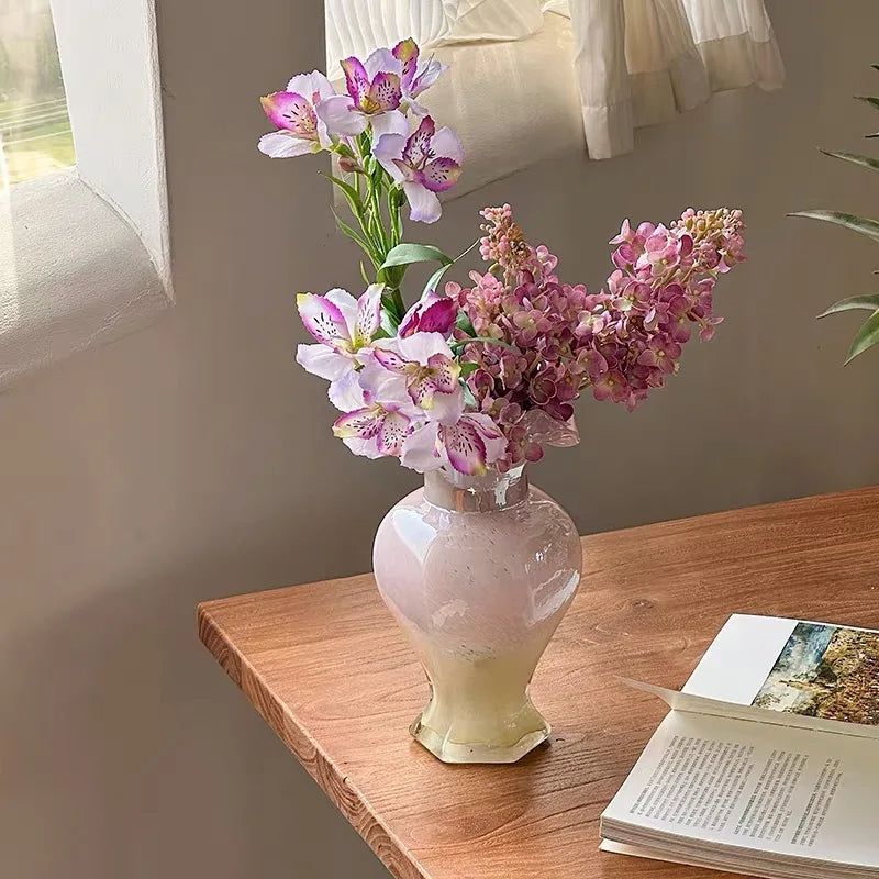 Pink & Gold Ruffle Flute Vase