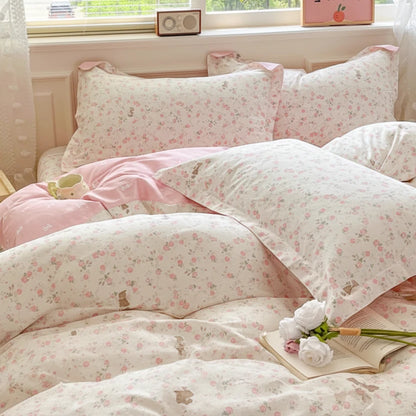 Pink Floral Cotton Bedding Set | Creative Femininity